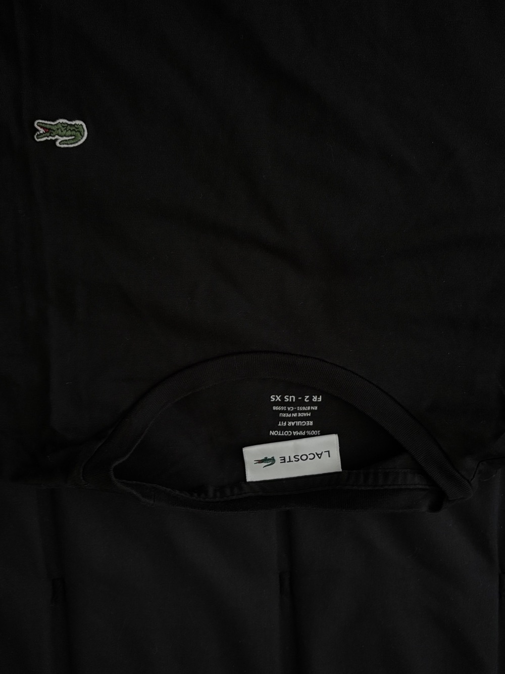 Lacoste Men's Black Polo Tee with Green Crocodile Logo - Picture 2 of 2